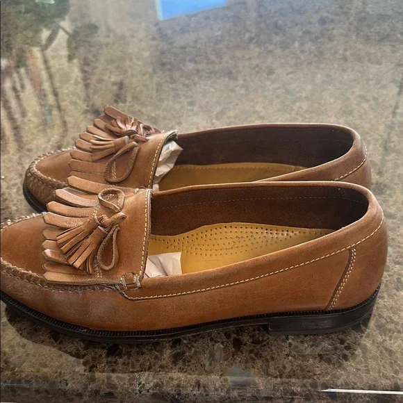 Cole Haan Brown Leather Tassel Slip-Ons - Picture 4 of 12